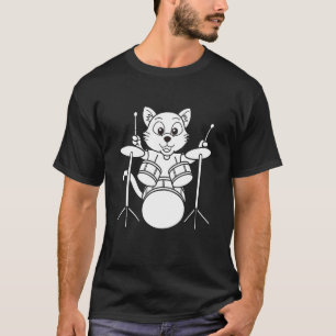 Cat Drummer qoute cat Playing Drums cool Percussio T-Shirt