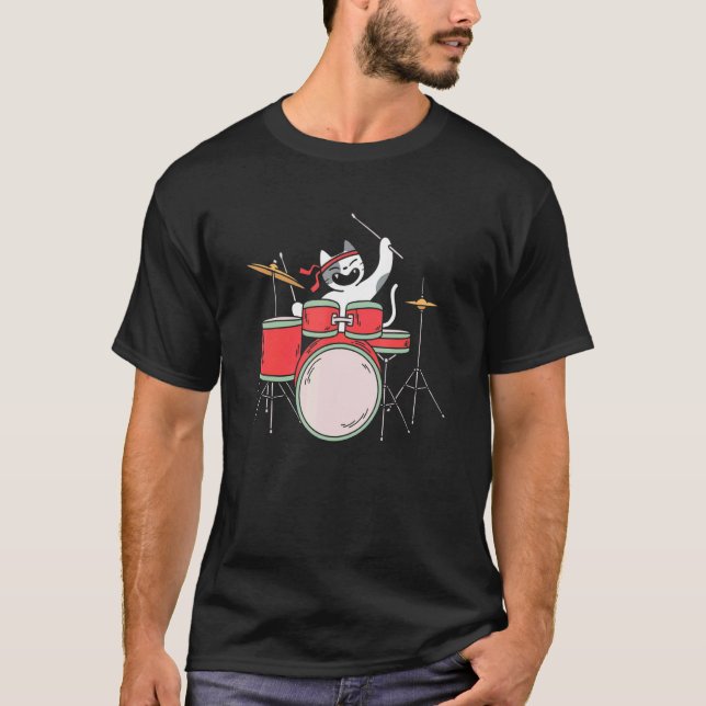 Cat Drummer T-Shirt (Front)