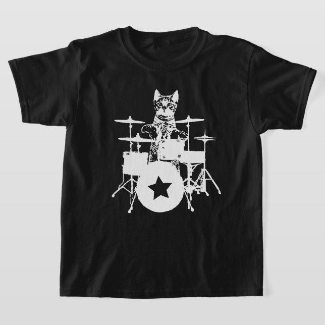 Cat Drummer Tee (Laydown)