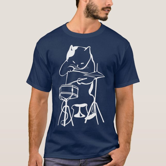 Cat Drumming  Jazz Cat Cat Drummer T-Shirt (Front)