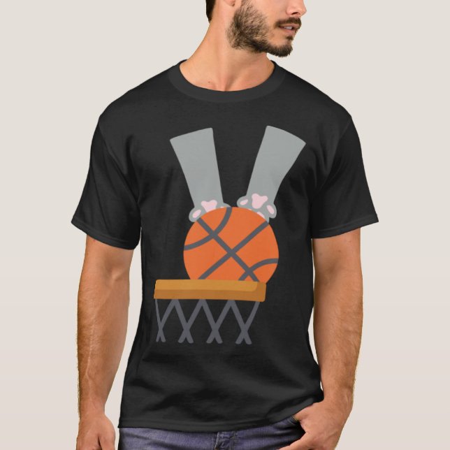 Cat Dunk cat dunking a basketball paws net T-Shirt (Front)