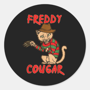Cat _ Dy Cougar -funny Halloween For Men Women Kid Classic Round Sticker