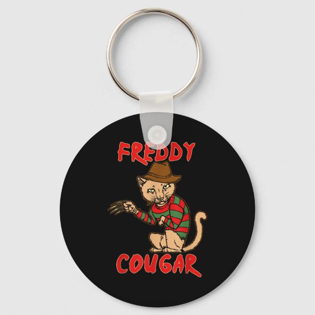 Cat _ Dy Cougar -funny Halloween For Men Women Kid Keychain (Front)