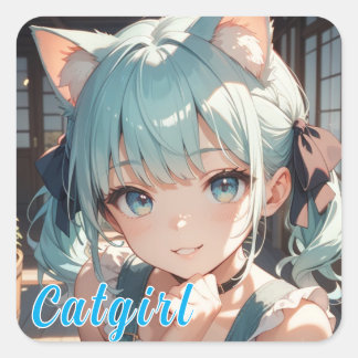 Cat Ear Girl Looks At Sticker