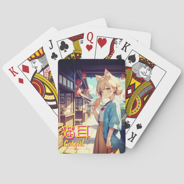 cat-ear summer trip playing cards (Back)
