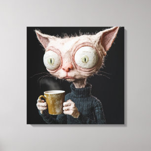Cat-Eared Figure with a Mug Canvas Print