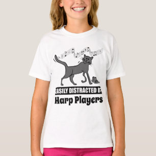 Cat Easily Distracted by Harp Players T-Shirt