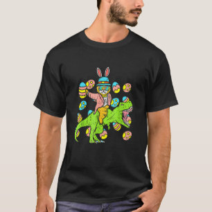 Cat Easter Bunny Riding Dino Trex Egg Hunt Dinosau T-Shirt
