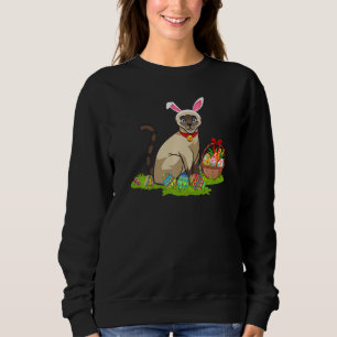 Cat Easter Egg Hunting Bunny Siamese Cat Easter Su Sweatshirt