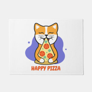 Cat Eating A Pizza    Doormat