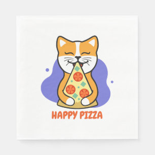 Cat Eating A Pizza    Napkin