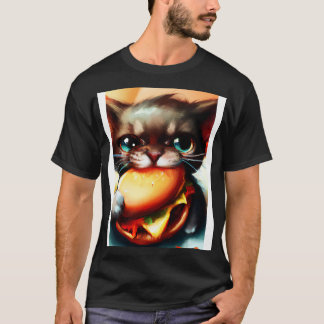Cat eating Burger T-Shirt