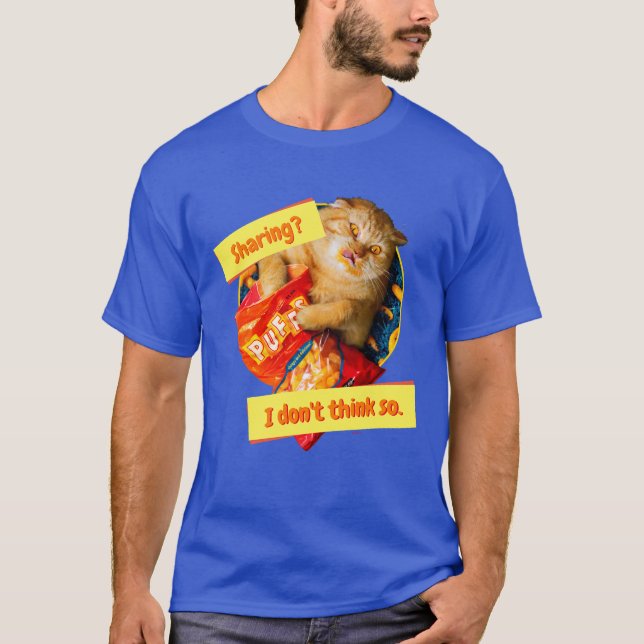 Cat Eating Cheese Puffs T-Shirt (Front)