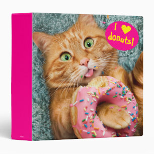 Cat Eating Donut Binder