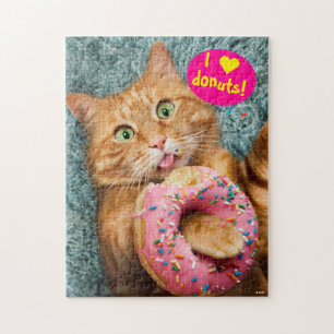 Cat Eating Donut Jigsaw Puzzle
