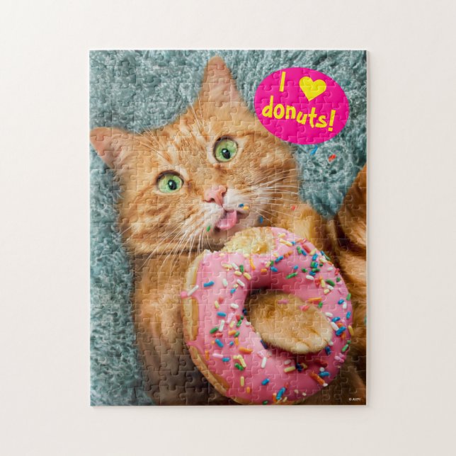 Cat Eating Doughnut Jigsaw Puzzle (Vertical)