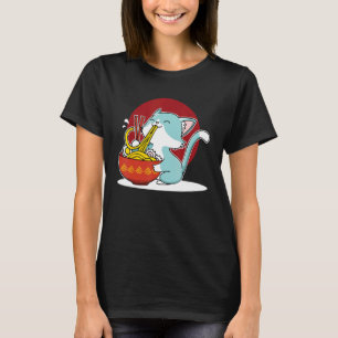 Cat Eating Japanese Ramen Noodles Soup Bowl  Kitte T-Shirt