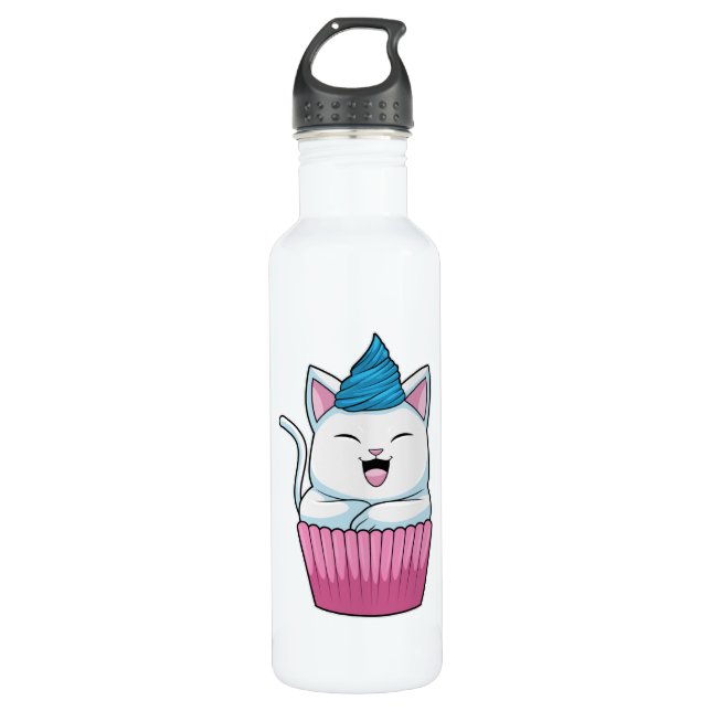 Cat Eating Muffin 710 Ml Water Bottle (Front)