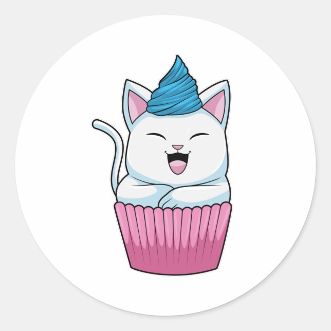 Cat Eating Muffin Classic Round Sticker (Front)