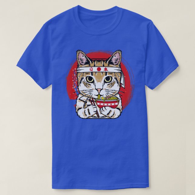 Cat eating noodles T-Shirt (Design Front)