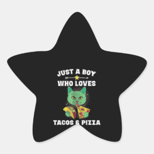 Cat Eating Pizza And Taco In Space Funny Saying Star Sticker
