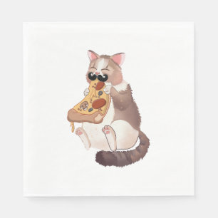 Cat Eating Pizza  Napkin