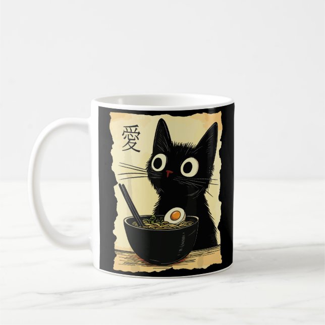 Cat eating ramen  coffee mug (Left)