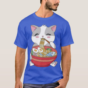 Cat Eating Ramen Cute Otaku Kawaii Funny  T-Shirt