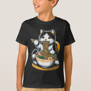 Cat Eating Ramen Food Cat Lover Ramen Noodles Eate T-Shirt
