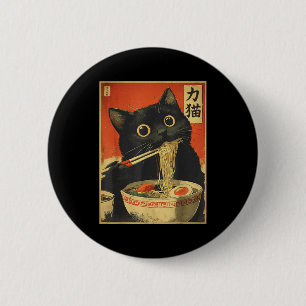 Cat Eating Ramen Funny Japanese Kawaii Cat Anime L 2 Inch Round Button