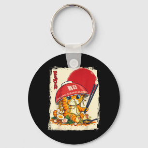 Cat Eating Ramen Japanese Noodle Lover Kawaii Keychain