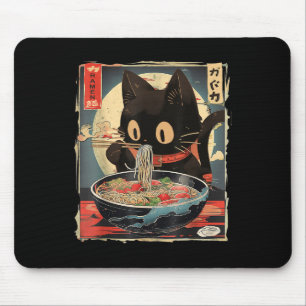 Cat Eating Ramen Noodle Funny Japanese Kawaii Anim Mouse Pad