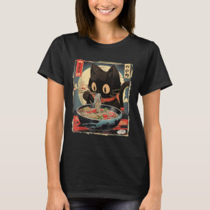 Cat Eating Ramen Noodle Funny Japanese Kawaii Anim T-Shirt