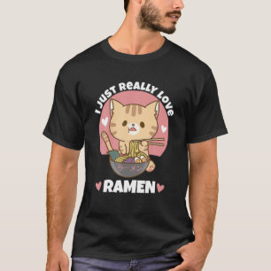 Cat Eating Ramen Noodle Women Men Boys Girls Kids T-Shirt
