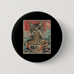 Cat Eating Ramen Noodles Kawaii Anime Manga Japane 2 Inch Round Button