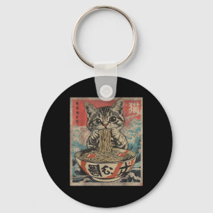 Cat Eating Ramen Noodles Kawaii Anime Manga Japane Keychain