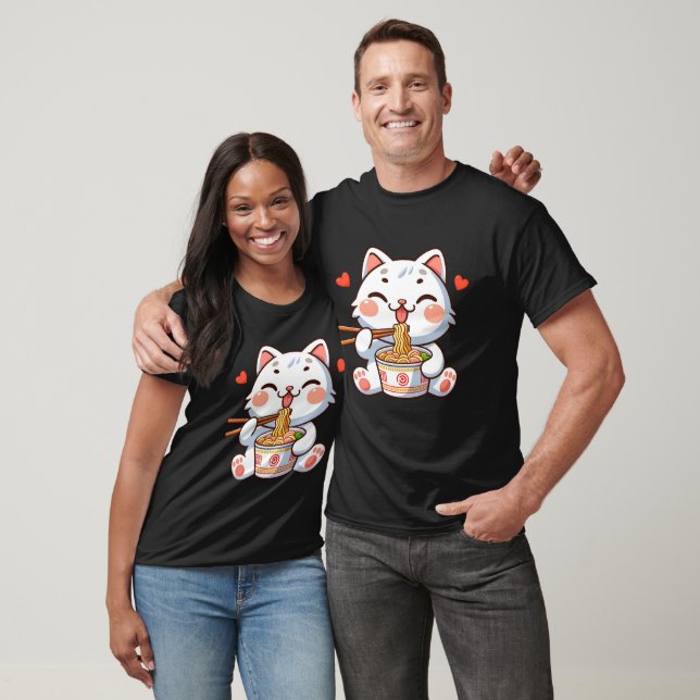 Cat Eating Ramen T-Shirt (Unisex)