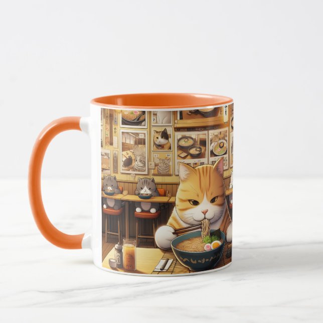 Cat Eating Ramen v1 Mug (Left)