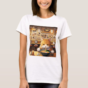Cat Eating Ramen v1 T-Shirt