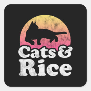 Cat Eating Spaghetti 48 Square Sticker