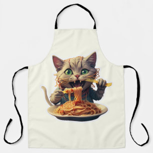 Cat Eating Spaghetti Apron
