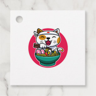 cat eating spaghetti favour tags