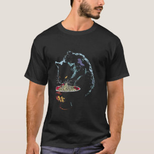 Cat Eats Ramen Noodles - Minimalistic Ramen Kitten T-Shirt