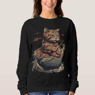 cat eats Ramen, Wave of Kanawaga Sweatshirt