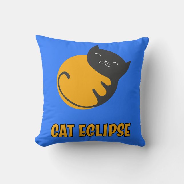 Cat Eclipse Throw Pillow (Front)
