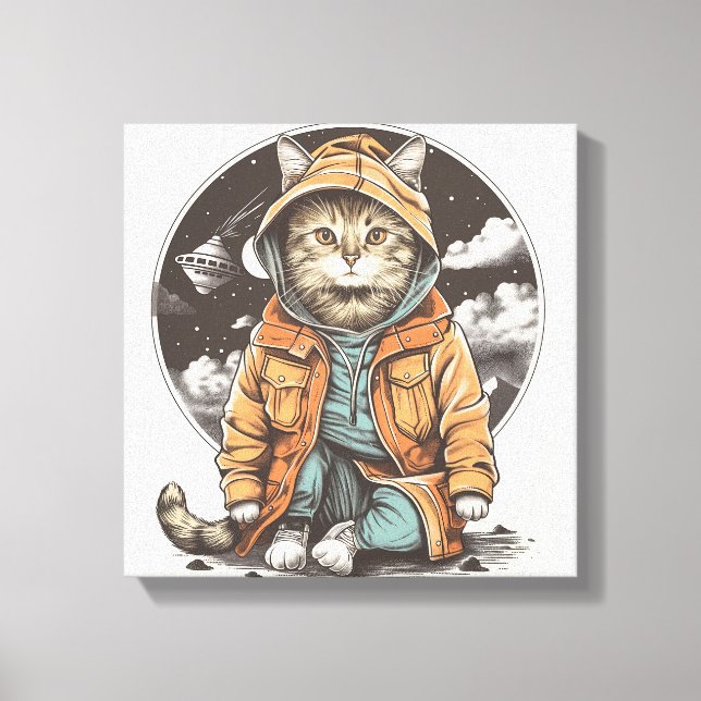 Cat Encounter Canvas Print (Front)