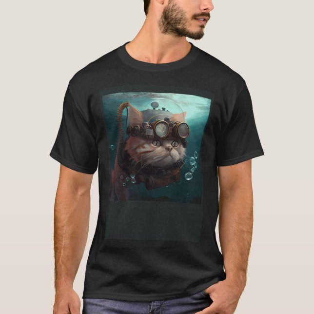 Cat Engineer Underwater T-Shirt (Front)