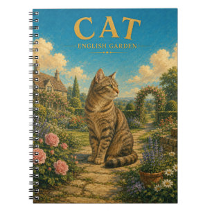 Cat English Garden Watercolor GeoSaga Notebook