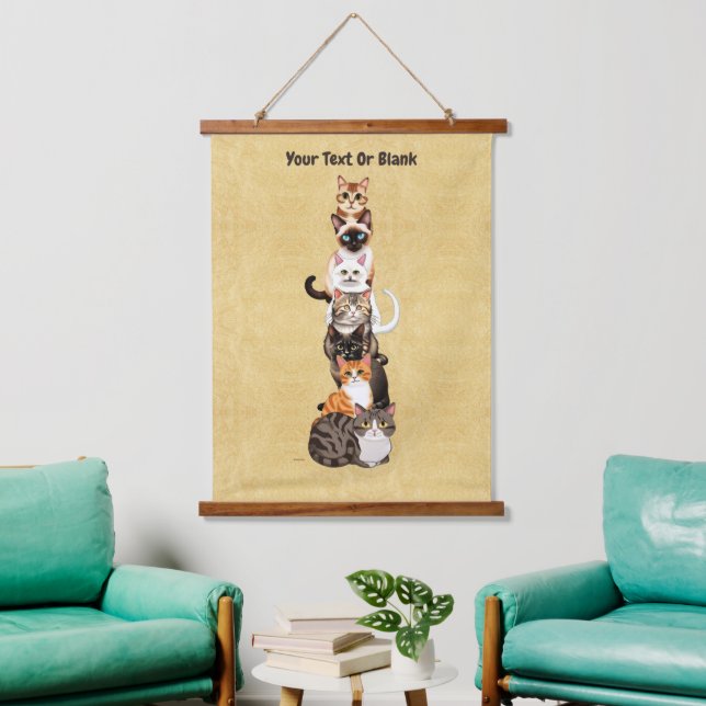 Cat-Er-Pillar Feline Tower Hanging Tapestry (Living Room)