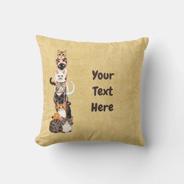Cat-Er-Pillar Feline Tower Throw Pillow (Front)